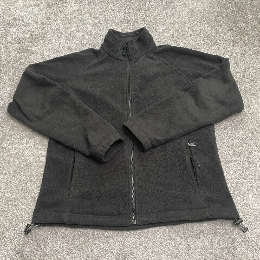 Columbia Benton Springs Fleece Jacket Womens Large Black Full Zip Outdoor Hiking